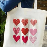 Lkblock Heart-shaped Printed Canvas Bag