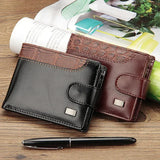 Lkblock 2024 New Patchwork Leather Men Wallets Short Male Purse with Coin Pocket Card Holder Brand Trifold Wallet Men Clutch Money Bag