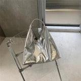 Lkblock Trendy Simple Women Tote Bags Luxury Design Elegant  Underarm Bag big capacity Y2k silver Vintage Shoulder bags Handbags