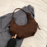 Lkblock Vintage Suede Tote Bag For Women Autumn Winter New Large Capacity Commute Shoulder Handbags Fashion Trend Underarm Bags Hobo Bag