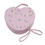 Lkblock Pink Aesthetic Lace Flower Embroidered Heart-shaped Handbag with zipper closure and chain bag