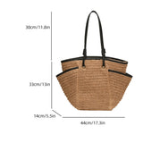 Lkblock Straw Fabric Shoulder Tote Bags For Women  Summer Beach Travelling Shopper Totes Big Capacity Designer Handbags Luxury