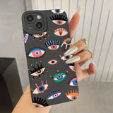 Lkblock Colorful Eyes Pattern Soft Phone Case for iPhone 16 15 14 12 11 13 Pro Max 14Plus 12 13 Mini 7 8 Plus X XS Max XR SE2 Back Cover