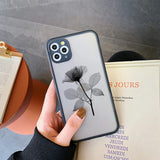 Lkblock Luxury Vintage Rose Flower Phone Case for iPhone 7 8 Plus SE2 X XR XS MAX 12 13 14 11 15 Pro Max Black Back Shockproof Covers