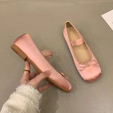 Lkblock Luxury Satin Silk Ballet Shoes Woman Classic Square Toe Bowtie Elastic Band Ballerina Flats Ladies Soft Loafers