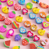 Lkblock 50pcs/bag Kawaii Fruit Animals Erasers Mini Cute Rubber Pencil Eraser for School Kids Gifts Korean Stationery Office Supplies