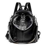 Lkblock Genuine Leather Backpack Small Women's Backpack Soft High Quality Cowhide Shoulders Bag Fashion Zipper Design Bag