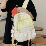 Lkblock Japanese Leisure Ins Literary School Small Fresh Plaid Backpack Female Korean Junior High School Students Backpack