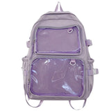 Lkblock Y2K Japanese High School Girls Backpack Transparent Pockets Itabag For Dolls Pins Display Plate Laptop Backpack Mochilas Ita Bag