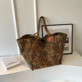 Lkblock Leopard Casual Totes For Women Large Capacity Fashion Shoulder Bags Soft Cloth Big Leisure Or Travel Bags Korea Lazy breeze Bags