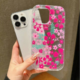 Lkblock Flower Summer Pink Floral Phone Case For iPhone 13 11 12 14 15 16 Pro Max XR X XS 7 8 15 Plus SE Shockproof Transparent Cover