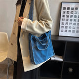 Lkblock Denim Cloth Women Shoulder Bag Girl Light Blue Canvas Fabric Handbag Women Casual Tote Canvas Crossbody Bag For Women