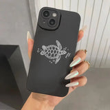 Lkblock Black Sea Turtle Print Silicone Phone Case for iPhone 16 15 14 Pro Max 11 12 13 Pro Mini 7 8 Plus X XR Camera Protection Cover