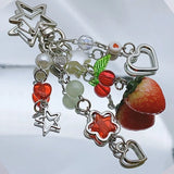 Lkblock Cherry Pendant Fashionable Strawberry Keys Holder Keychains Keyring Ornaments Backpack Pendant for Keys Bag