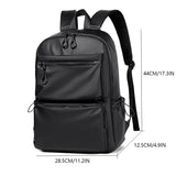 Lkblock 14 Inch Men's Backpack Large Capacity Travel Leisure Solid Color Pu Computer Backpack Fashion Men And Women Students Schoolbag