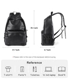 Lkblock Black Leather Backpack for Men Business Travel Waterproof Daypack PU 16 inch Laptop Backpack