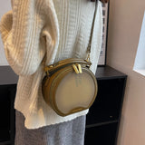 Lkblock Retro Fashion Circular Bags For Women High Quality Texture Chic Shoulder Bag Female All-Match Messenger Bags