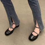 Lkblock New Mary Jane Shoes Buckle Pumps Women Thick middle Heels Elegant Shallow Square Toe Footwear Party Office Lady Leather Shoes