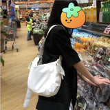 Lkblock Harajuku Solid Tote Bag Women Vintage Large Capacity Casual Handbag Ladies Retro Travel Aesthetic Messenger Bags