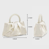 Lkblock Evening Purse Women Luxury Pearl Handbags Leather Ruched Bridal Clutch For Wedding Party Prom Crossbody Bags Designer Purses