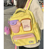 Lkblock Kawaii Women Backpacks Cartoon Toast Patchwork Large Capacity Students Mochilas Para Mujer High School Aesthetic Girls Bags