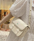 Lkblock Kawaii Solid Handbag Female Chic Summer PU Embroidery Women's Bag Trend Japanese Crossbody Shoulder Bags Shoppers