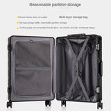 Lkblock All Aluminum Magnesium Alloy Rolling Luggage Case TSA Combination Lock Large Travel Bag with Wheels Business Hand Luggage