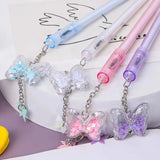 Lkblock Sweet Sequin Butterfly Pendant Gel Pen Kawaii Writing Pens With Tassel Student Stationery School Office Supplies Souvenir Gifts