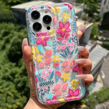 Lkblock Flower Summer Pink Floral Phone Case For iPhone 13 11 12 14 15 16 Pro Max XR X XS 7 8 15 Plus SE Shockproof Transparent Cover