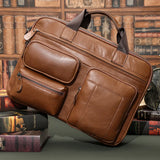 Lkblock Genuine Leather Messenger Bags Men's Briefcase for 15.6