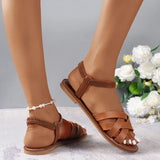 Lkblock Summer New Women's Flat Bottom Roman Strap Sandals with Non slip Rubber Soles Fashion Women's Shoes