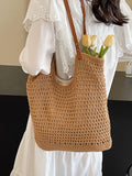 Lkblock Large Woven Straw Tote Handbags and Purses Shouler Bags for Women New Casual Summer Beach Ladies Messenger Bags High Quality