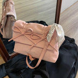 Lkblock Sweet Women Shoulder Bags Fashion 2024 Vintage Ladies Elegant Crossbody Bags Kawaii Bow Luxury Scarves Design Bolso Mujer