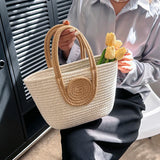 Lkblock New Large Capacity Girls Straw Braided Handbag Women's Out Commuter Tote Bag Female Simplicity Casual Summer Beach  Shoulder Bag