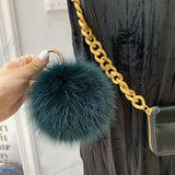 Lkblock Fluffy Real Fox Fur Ball Poms Keychain For Women Luxury Pompom Keyring Accessories Bag Decoration Emo Trinket Jewelry Gifts