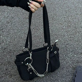 Lkblock New Gothic Moto Biker Dark Streetwear Women Underarm Shoulder Bag Korean Fashion Trendy Chain Ladies Handbag Bolso Mujer