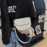 Lkblock White Pu Leather Saddle Armpit Bags for Women 2024 Korean Trendy Shoulder Crossbody Bag Ladies Vintage Underarm Handbags Purses