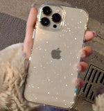 Lkblock Luxury Bling Glitter Clear Phone Case For iPhone 16 15 14 13 12 11 Pro Max X XR XS 7 8 Plus Shockproof Transparent Soft Cover