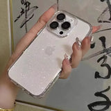 Lkblock Luxury Bling Glitter Clear Phone Case For iPhone 16 15 14 13 12 11 Pro Max X XR XS 7 8 Plus Shockproof Transparent Soft Cover