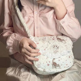 Lkblock Elegant Cute Womens Shoulder Bag Sweet Kawaii Cat Korean Style Fashion Crossbody Bag Small Summer Soft Literary Handbag