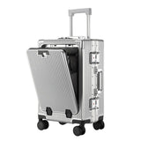 Lkblock 28'' Large Capacity Suitcase Front Opening Laptop Pocket USB Charging Boarding Case Aluminum Frame Trolley Case Carry-on Luggage