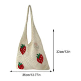 Lkblock Cute Strawberry Cherry Crochet Shoulder Bag for Women Large Shopper Bag Casual Tote Handbags Summer Beach 2024 New Women's Bag