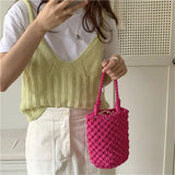 Lkblock Luxury Designer Handbag Woven Cute Casual Versatile Solid Color Small Women Bag Crochet High Quality New 2024 Fashion Clutch