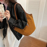 Lkblock Retro Suede Shoulder Bag Fashion Hobo Handbag Designer Top Handle Bag for Women Work Shopping Travel