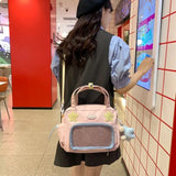 Lkblock Kawaii Women Ita Bags 2024 New Fashion Casual Nylon Patchwork Crossbody Shoulder Bags Daily Students DIY Badge Backpacks