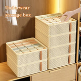 Lkblock 1pc Khaki/Wine Red Non Woven Multi Grid Underwear Sock Storage Box Household Wardrobe Organization and Storage