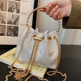 Lkblock Designer Chain Rhinestone Bucket Bags Totes Handbag Purses Women Shoulder Crossbody Bags New Evening Clutch Bag