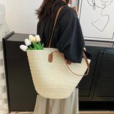 Lkblock Women's Large Capacity Shoulder Bag Summer Straw Woven Basket Handbag Fashion Female Luxury Designer Beach Bag Bali Shopper Tote