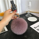 Lkblock Fluffy Real Fox Fur Ball Poms Keychain For Women Luxury Pompom Keyring Accessories Bag Decoration Emo Trinket Jewelry Gifts