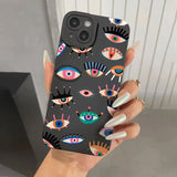 Lkblock Colorful Eyes Pattern Soft Phone Case for iPhone 16 15 14 12 11 13 Pro Max 14Plus 12 13 Mini 7 8 Plus X XS Max XR SE2 Back Cover